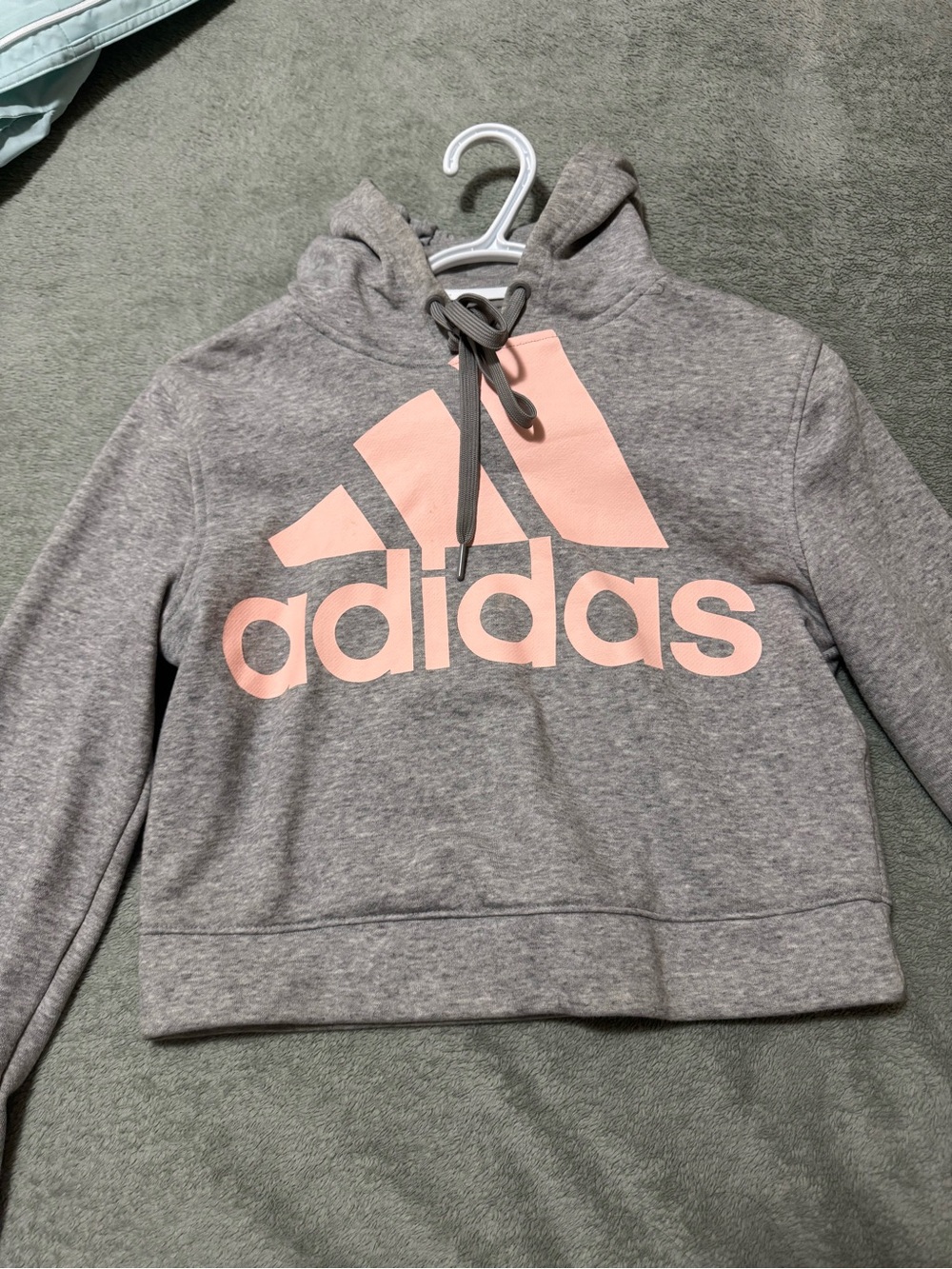 adidas Girls Gray Hoodie with Pink Logo